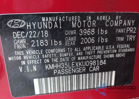2019 Hyundai Elantra Gt from USA, damaged, VIN KMHH35LEXKU098184